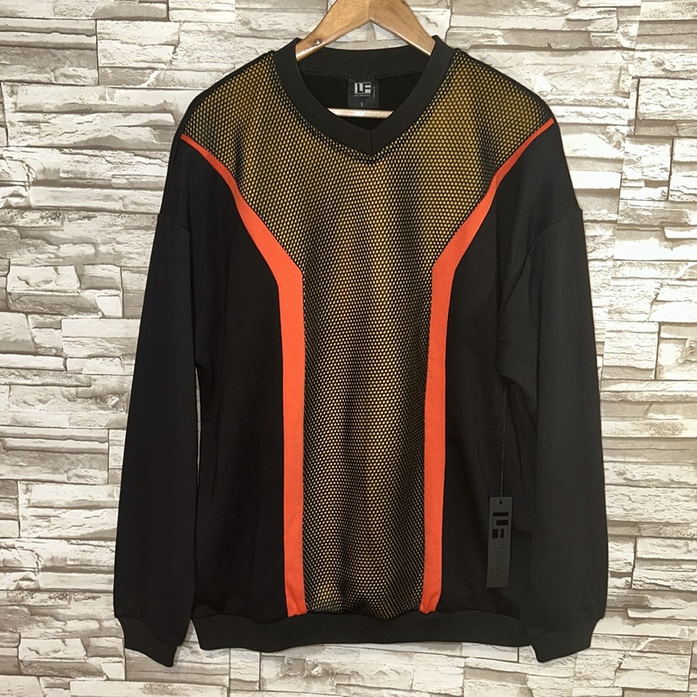 LF Los Angeles Women's Black Sweatshirt Size With Netted Orange Detail
